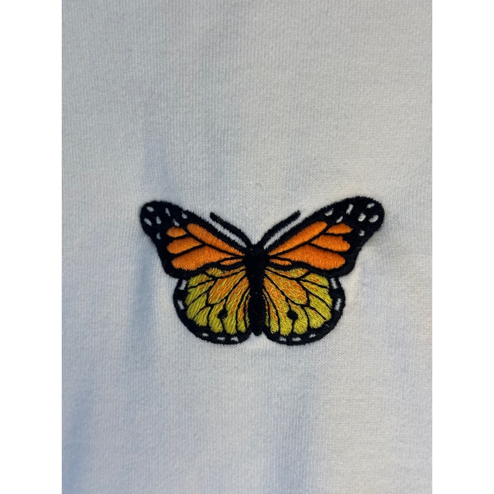 Brandy‎ Melville White Butterfly Embroidered Oversized Hoodie Sweatshirt MDA110 - Picture 2 of 7